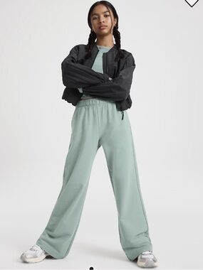 Athleta Girl Sage Green Elastic Waist Wide Leg Pants